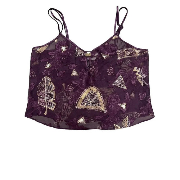 VTG Lingerie Robe Camisole Set Purple Tahitian Goddess USA California Dynasty - Picture 9 of 15